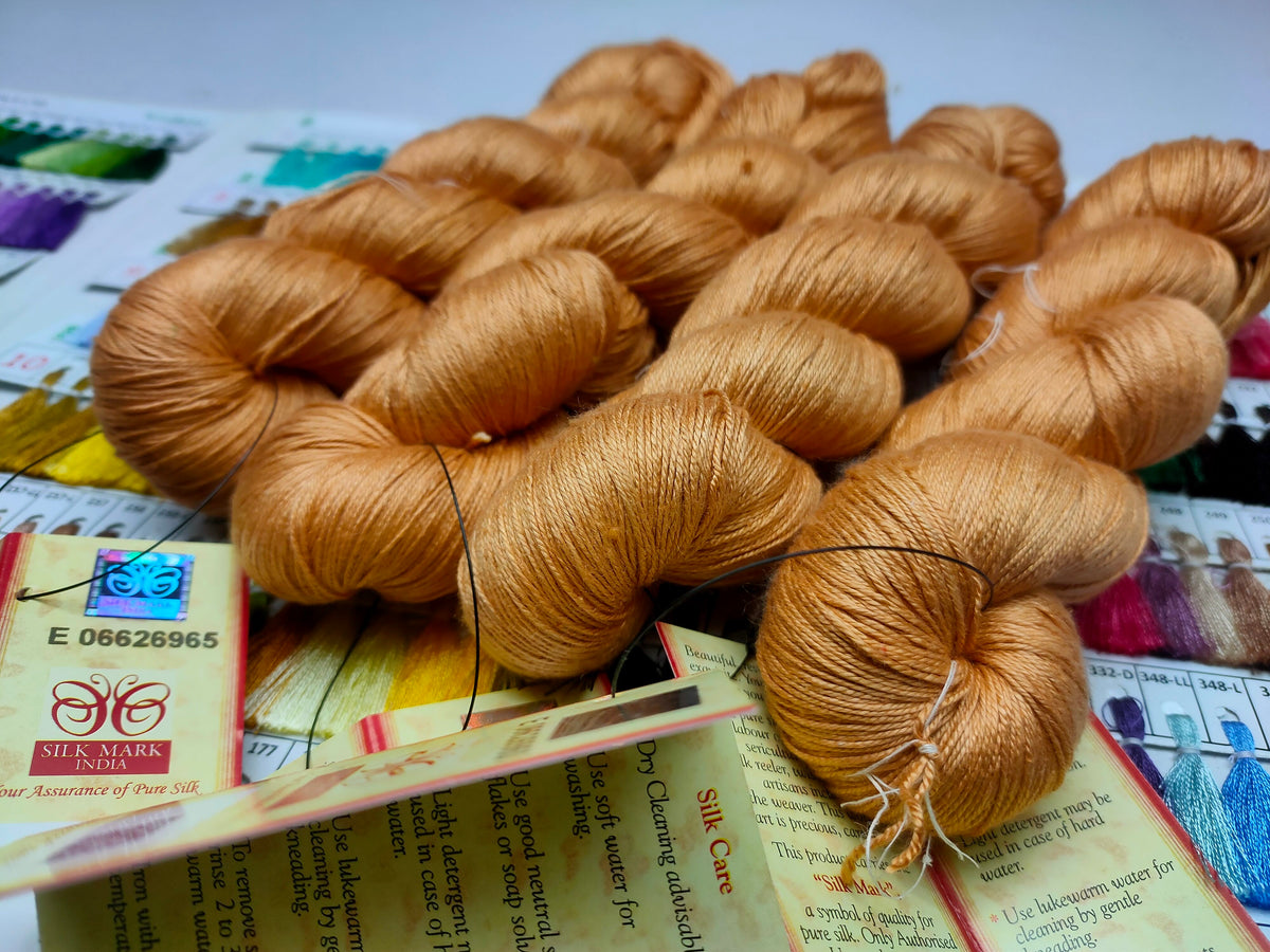 Mulberry Silk Yarn - 600M/100Gr - Wheat - Lace Weight Yarn