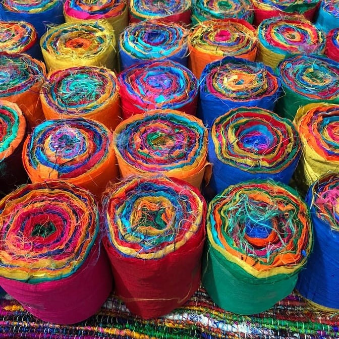 custom made sari silk strips made from recycled silk sarees ideal for art  and craft suppl stores at Rs 1400/kg in Mumbai