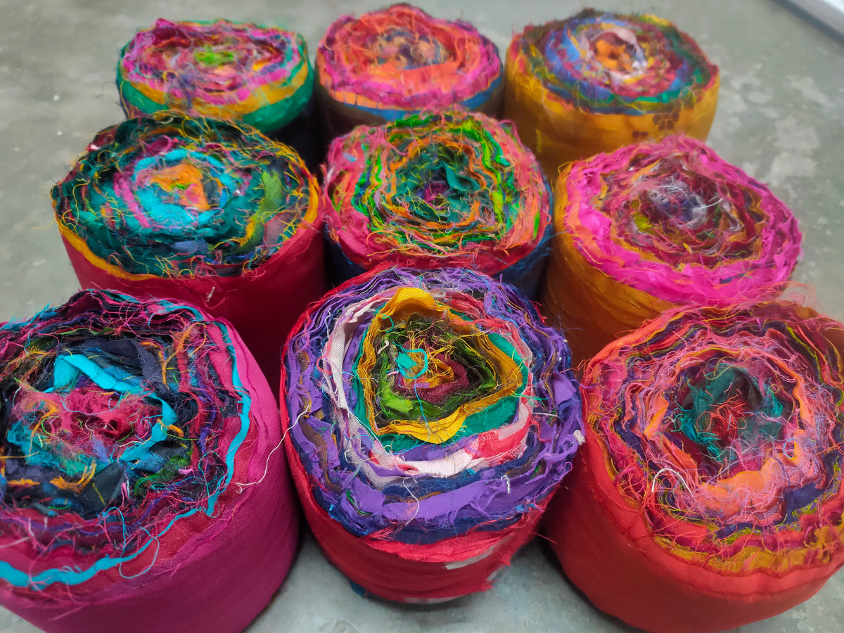 custom dyed recycled sari silk ribbons made from premium quality sari  fabrics ideal for crafts at Rs 200/piece, सिल्क रिबन in Mumbai