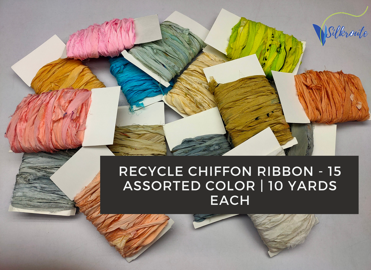 10Yards of 15 colors Recycled Chiffon Ribbon OR Recycled Ribbon