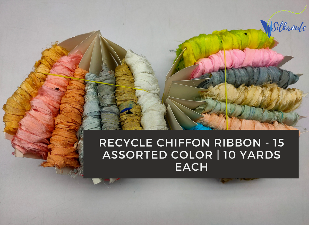 10Yards of 15 colors Recycled Chiffon Ribbon OR Recycled Ribbon
