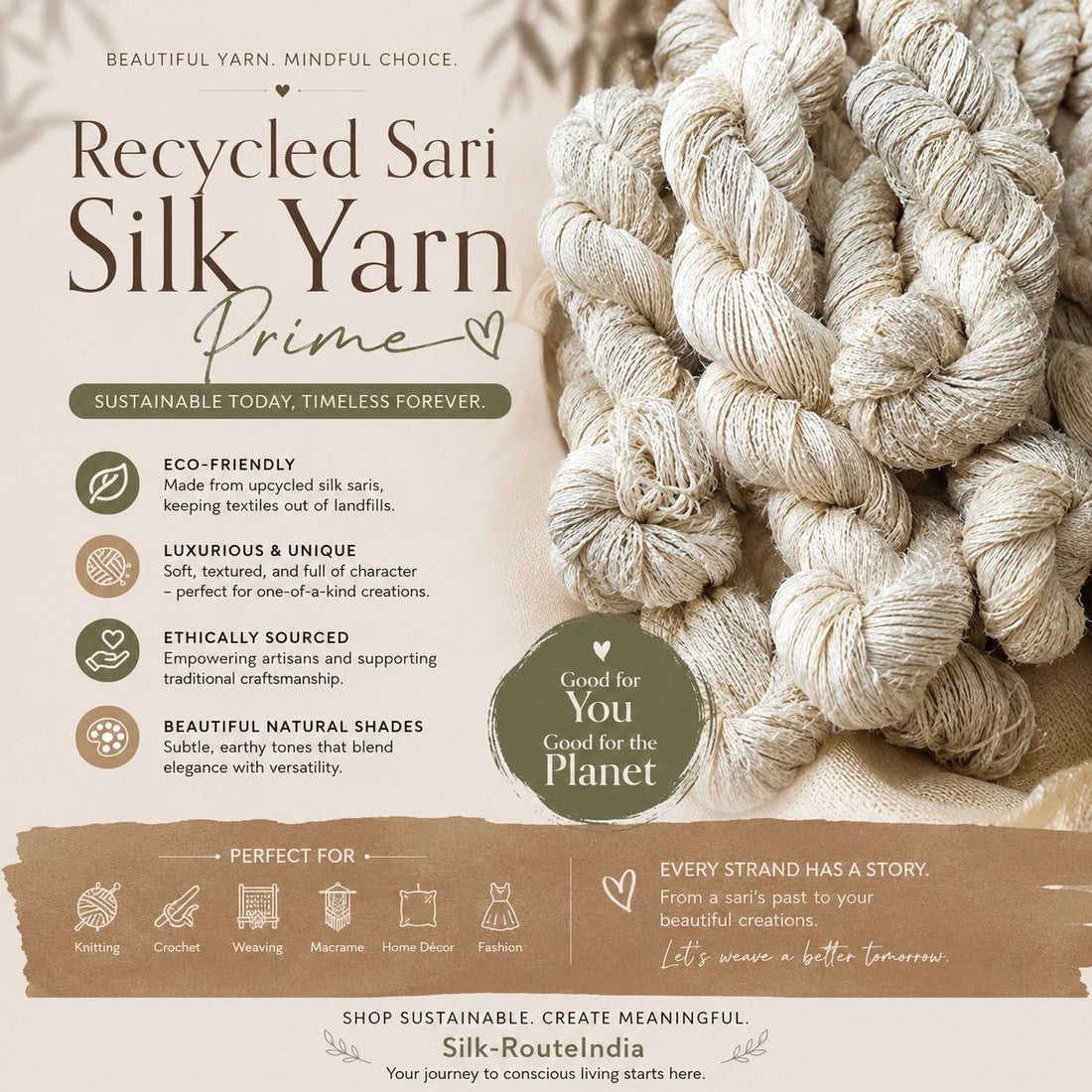 Recycled Sari Silk Yarn Prime