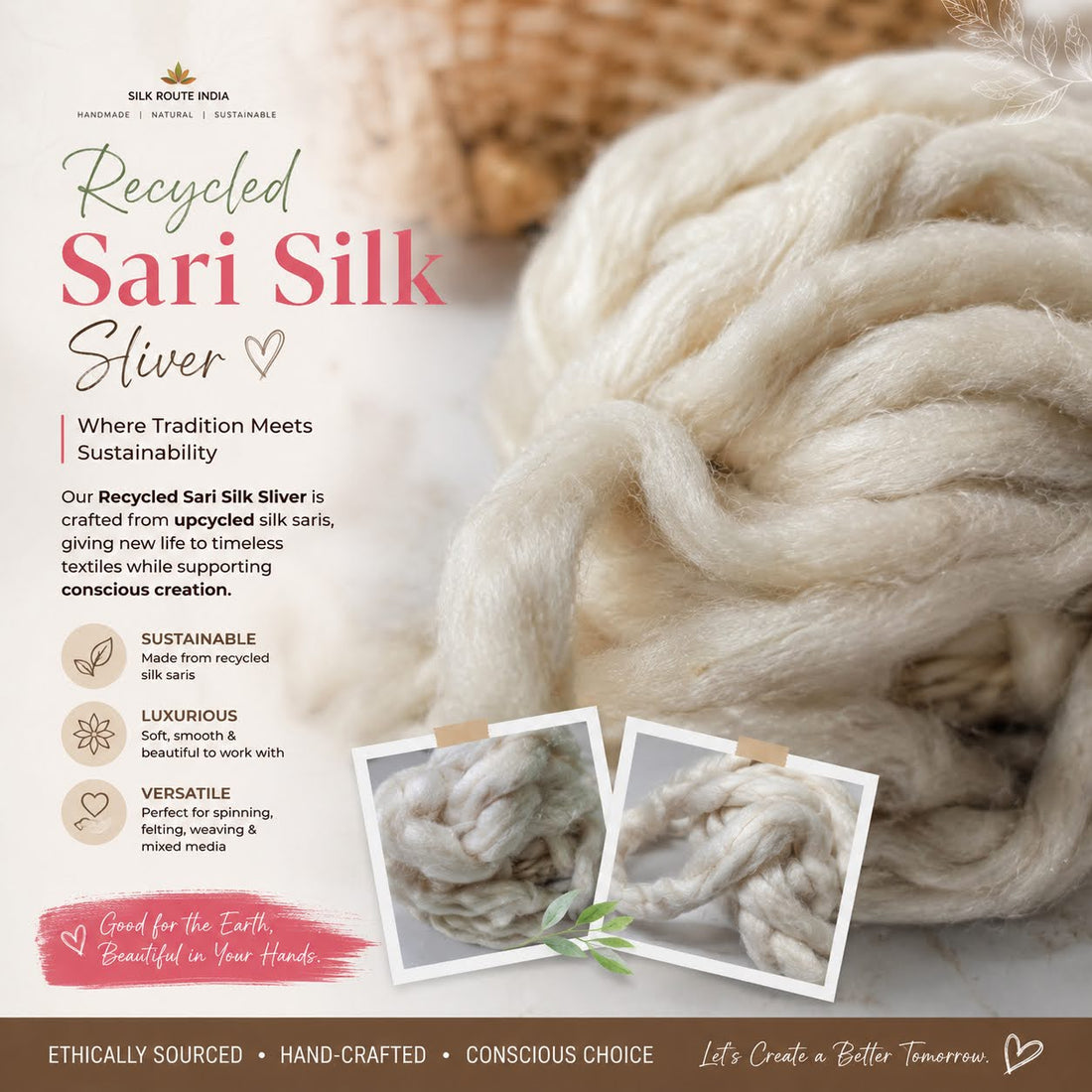 Recycled Silk Sliver – Purity Meets Sustainability