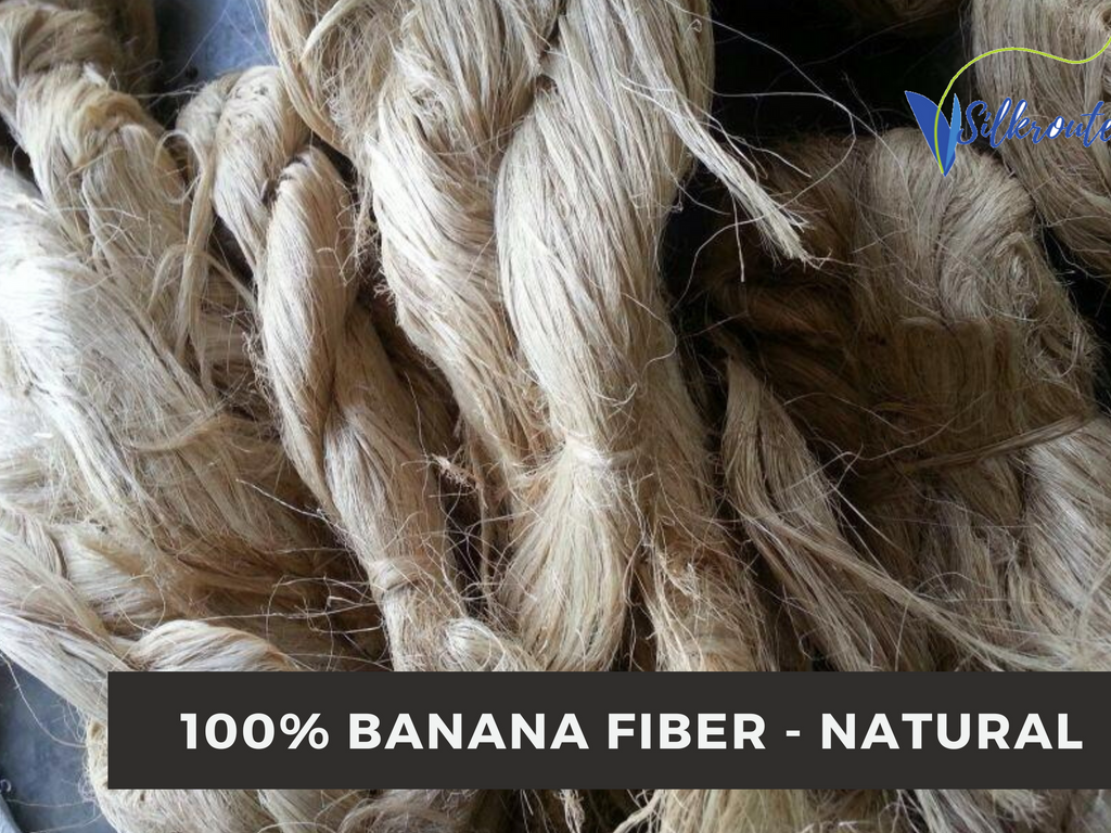 Banana viscose fiber in Natural, close-up of texture - silk-routeindia