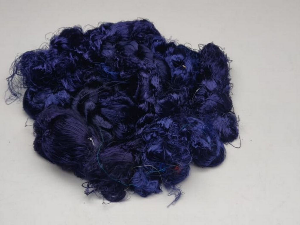 Banana viscose fiber in Navy Blue, close-up of texture - silk-routeindia
