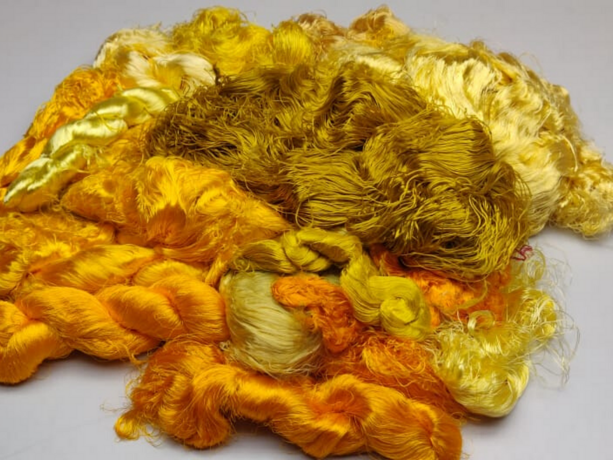 Banana viscose fiber in Yellow for spinning and felting - silk-routeindia