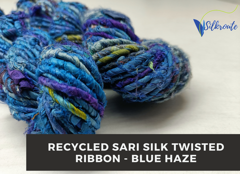 Recycled Twisted Rbbon, Recycled Ribbon, Sari Silk Ribbon, Recycled Twisted Silk Ribbon, Twisted Silk Ribbon , SilkRouteIndia