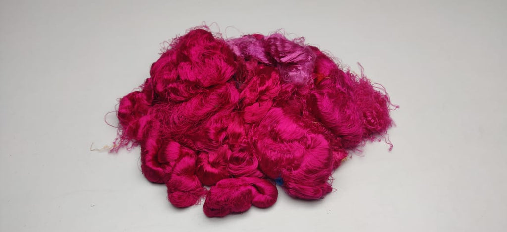Banana viscose fiber in Hot Pink, fiber detail - silk-routeindia
