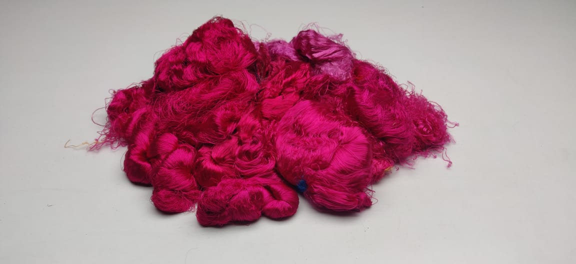 Banana viscose fiber in Hot Pink, additional detail - silk-routeindia