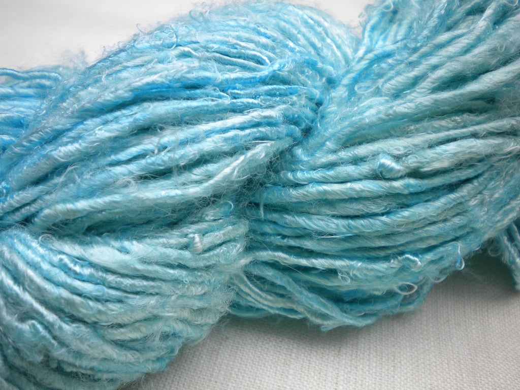 Aqua banana fiber yarn 3 - hand-spun yarn for knitting and crochet