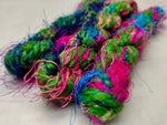 Recycled Yarn Big Candy is available with hairy appearance of Sari Thrums or with multitude of colors. We fabricate this Big Candy from the Sari Thrums of silk production units. The Yarn, available with us, is hand spun into bright hanks which is suitable for number of Handicrafts applications.