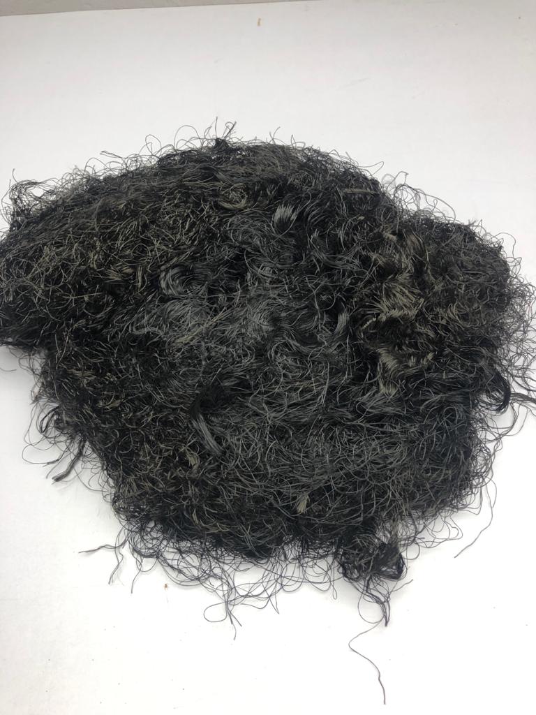 Banana viscose fiber in Black, skein on white background - silk-routeindia