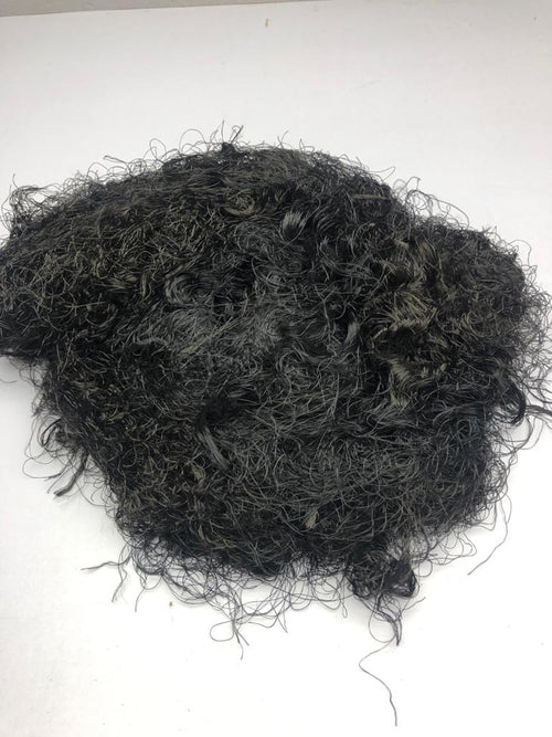 Banana viscose fiber in Black, skein on white background - silk-routeindia