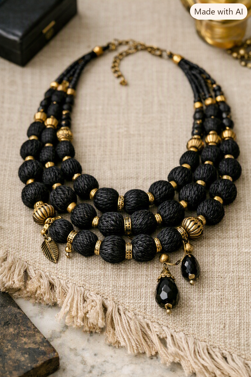 Cotton Thread Beads – Black