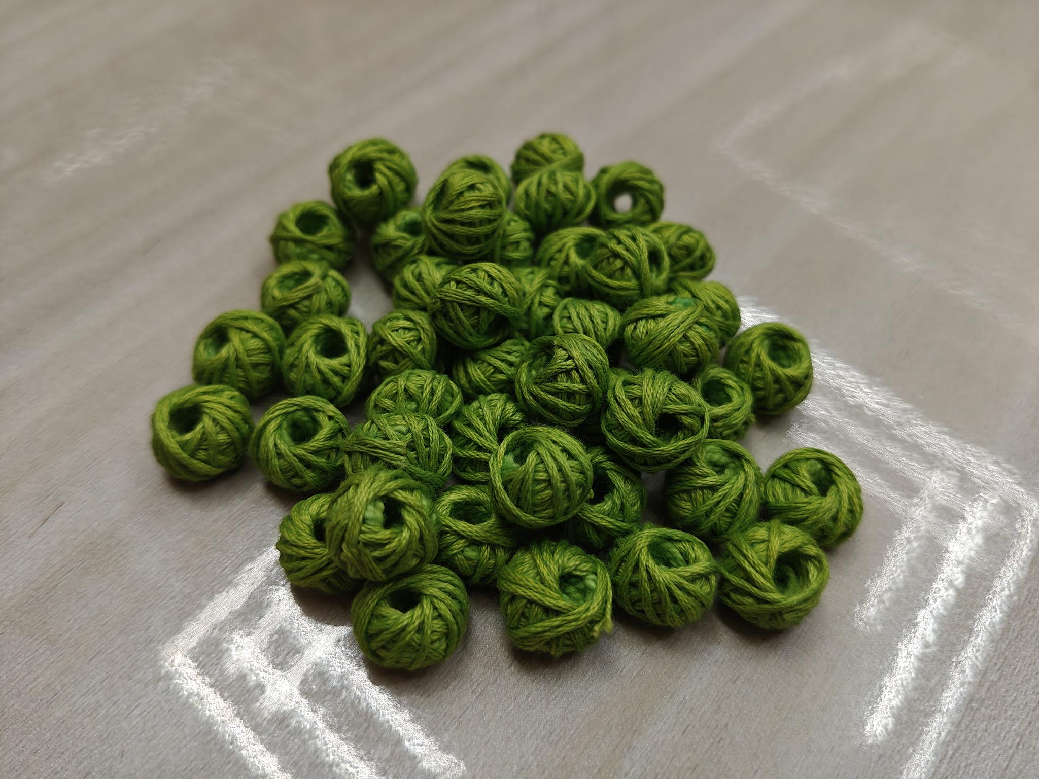 Cotton Thread Beads – Light Green