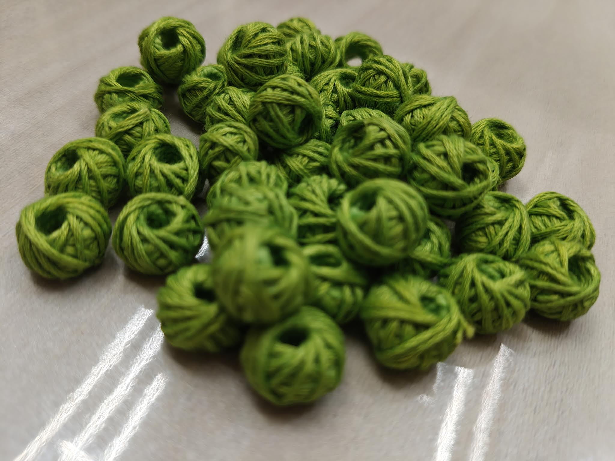 Cotton Thread Beads – Light Green