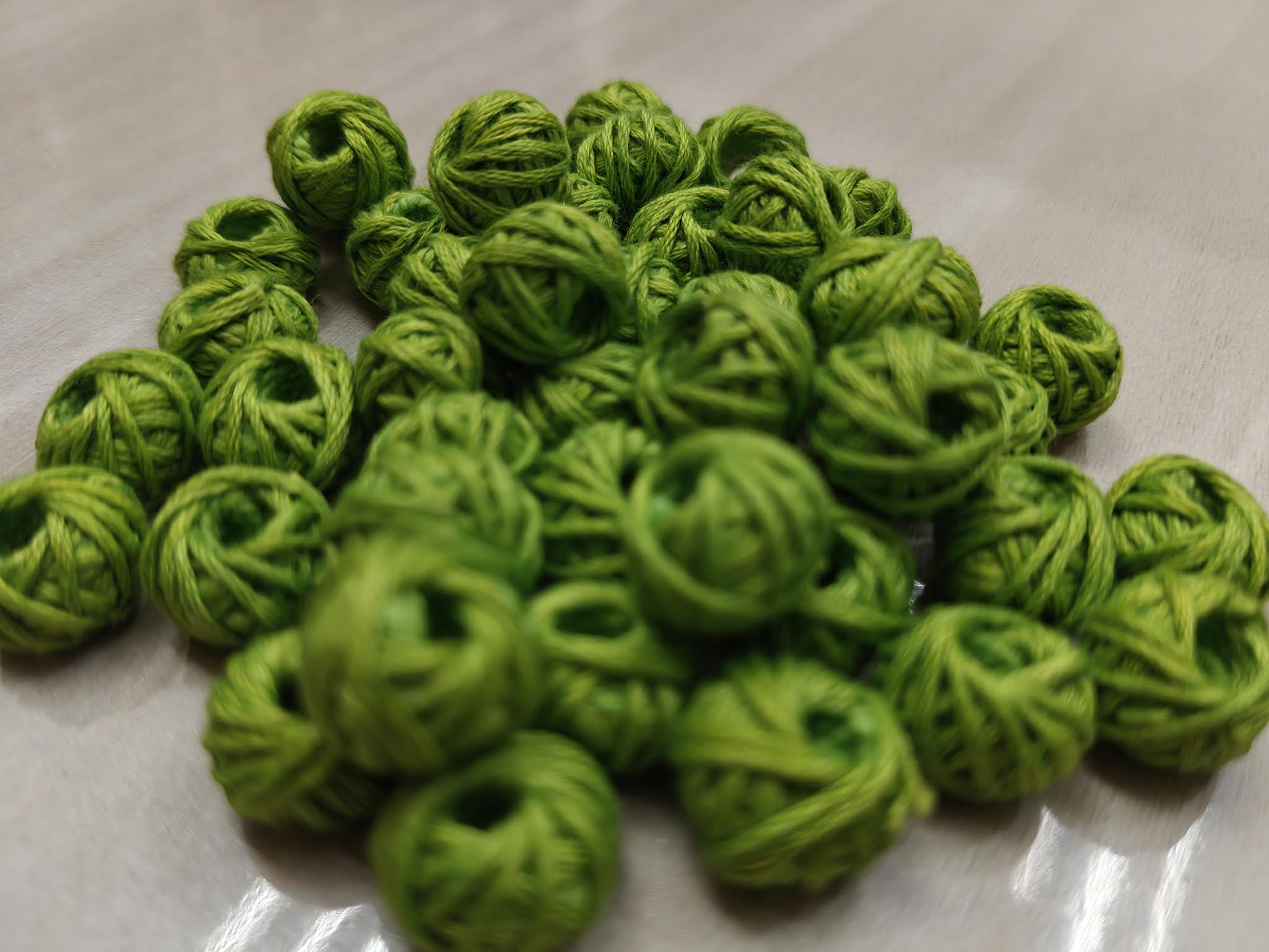 Cotton Thread Beads – Light Green