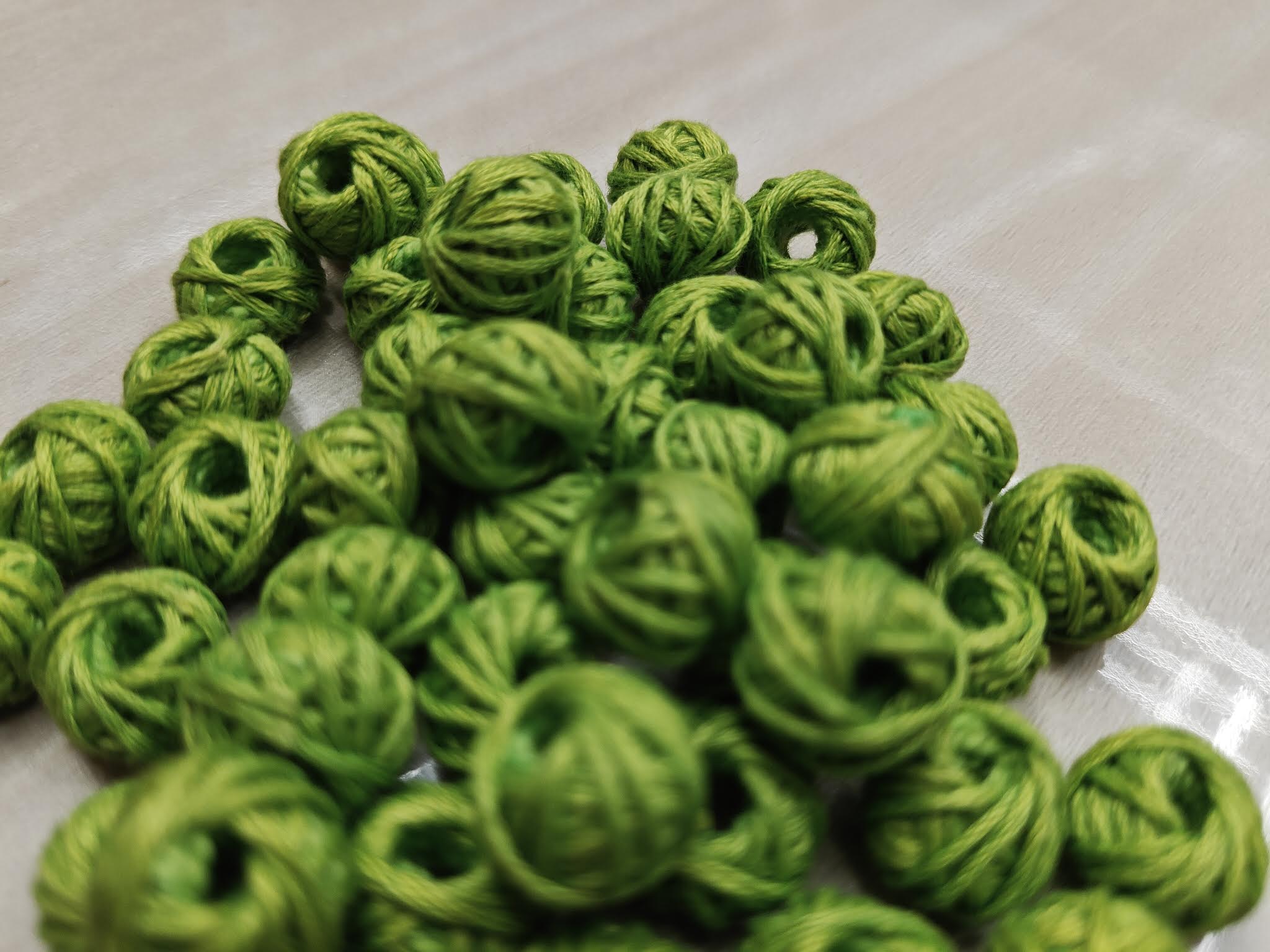 Cotton Thread Beads – Light Green