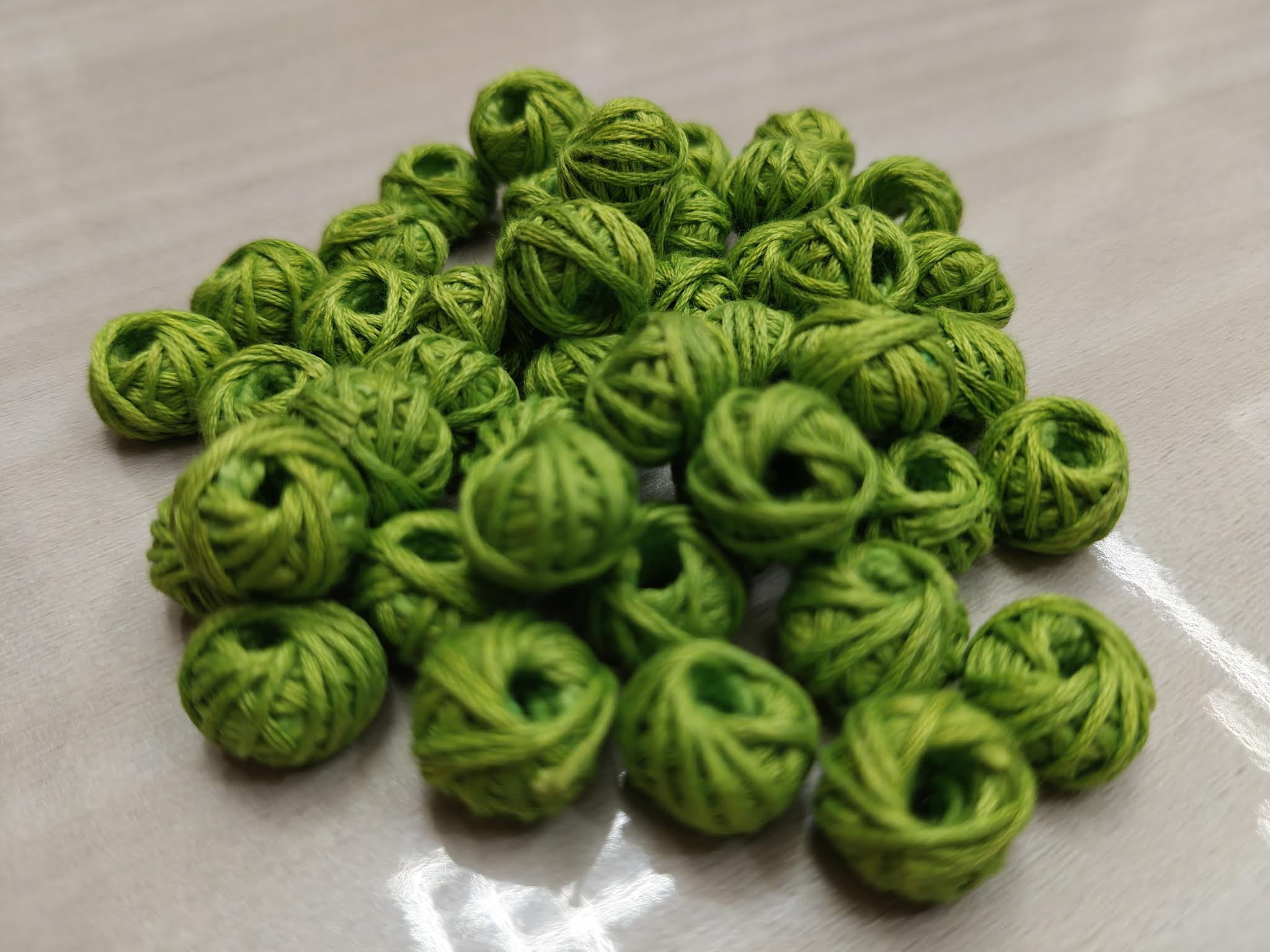 Cotton Thread Beads – Light Green