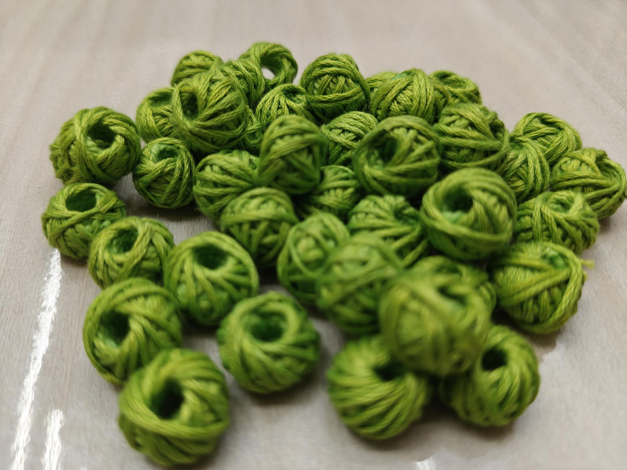 Cotton Thread Beads – Light Green