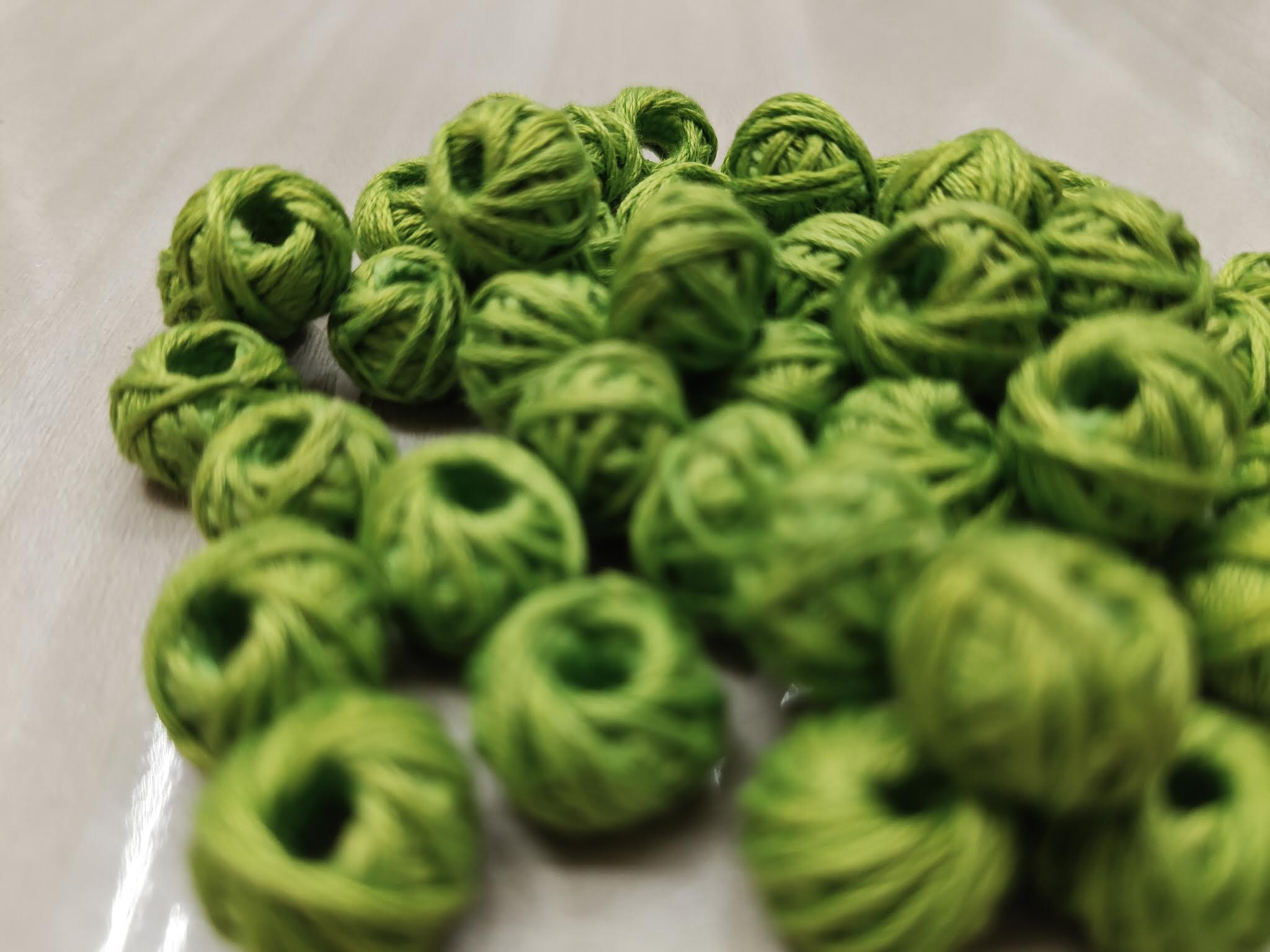 Cotton Thread Beads – Light Green