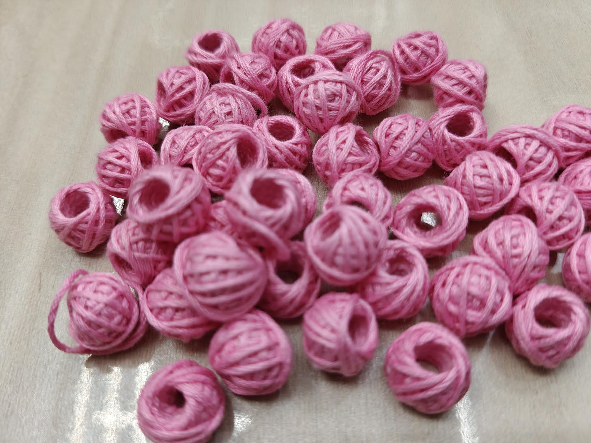 Cotton Thread Beads – Light Pink
