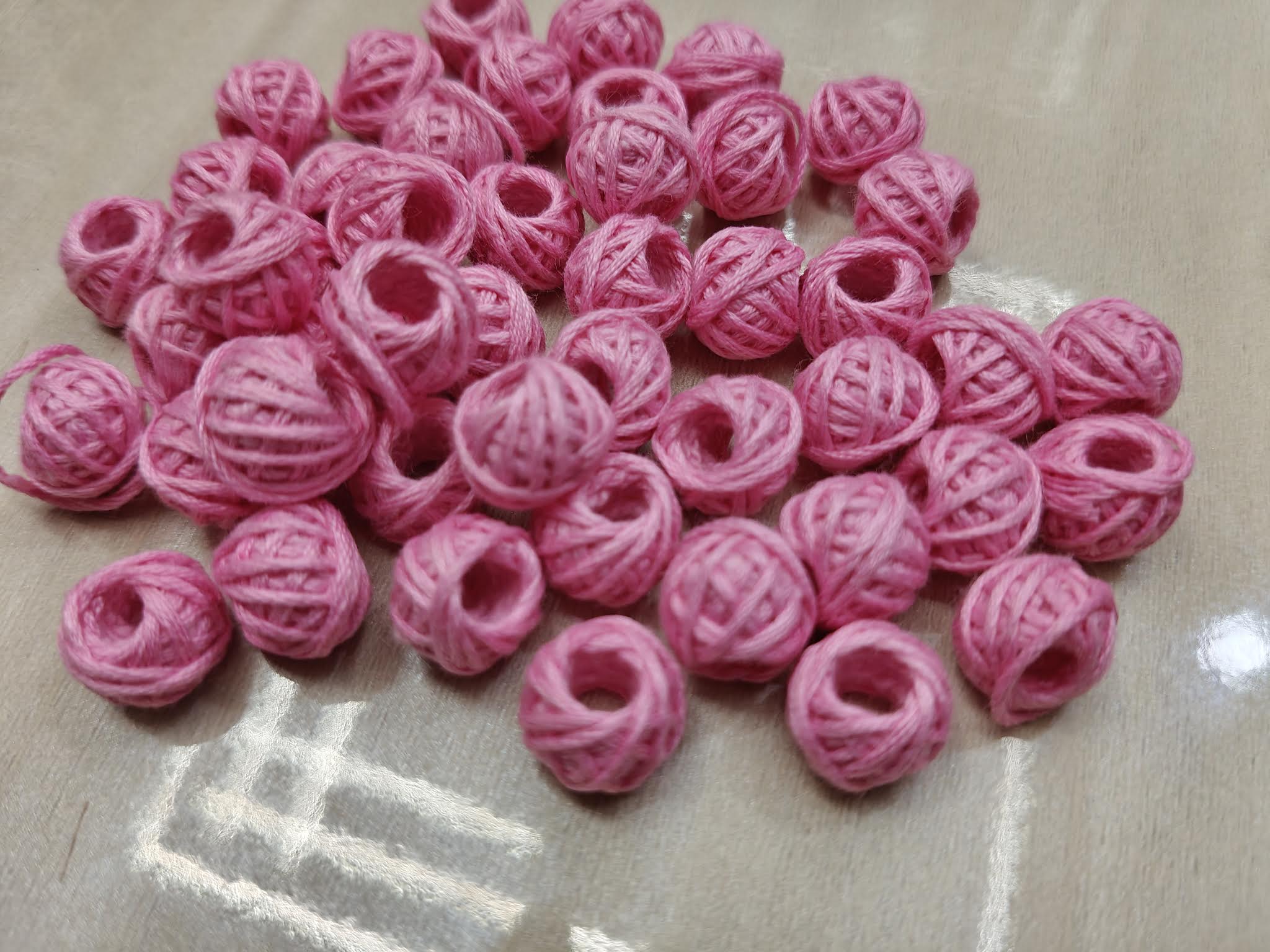 Cotton Thread Beads – Light Pink