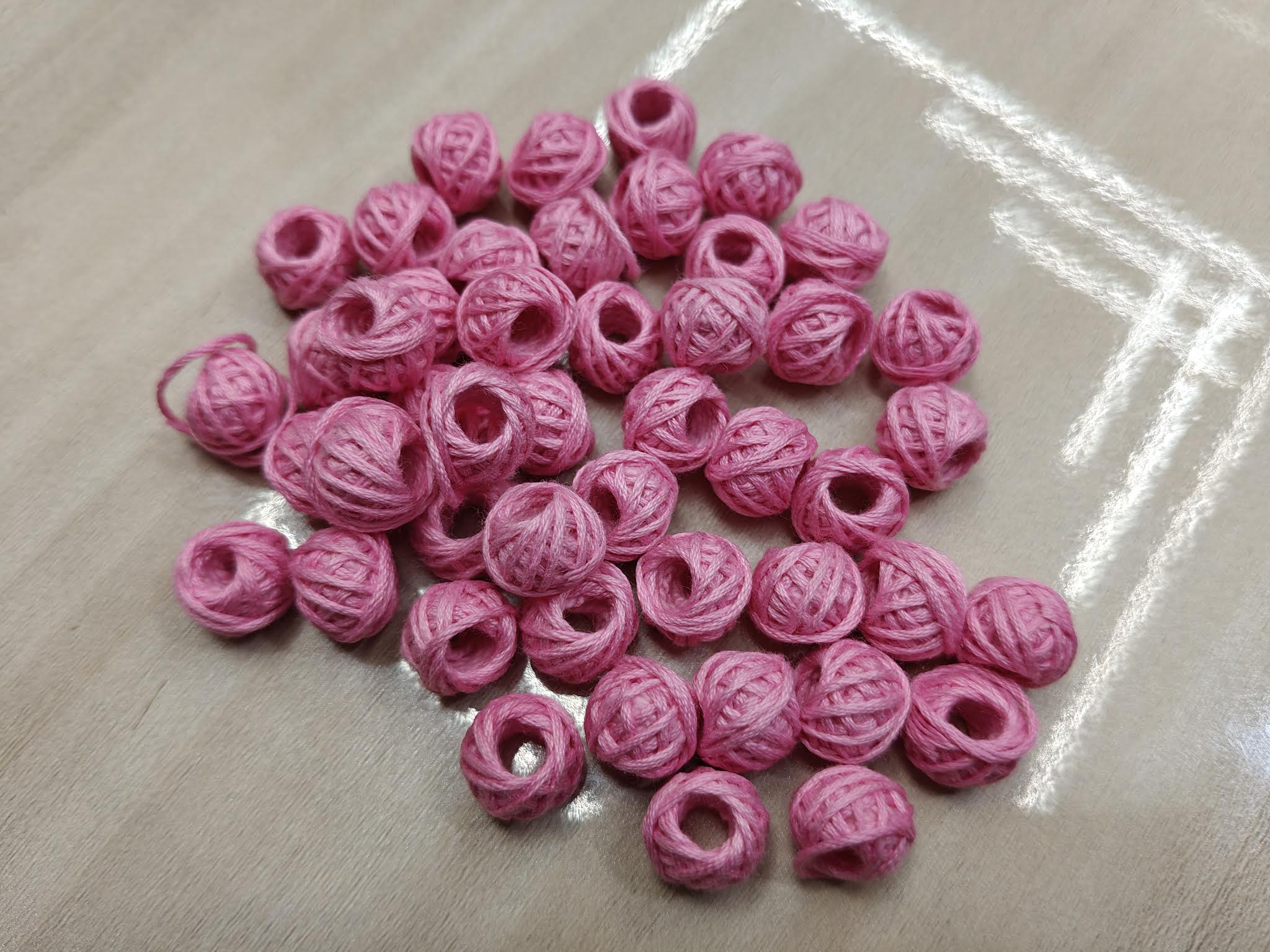 Cotton Thread Beads – Light Pink