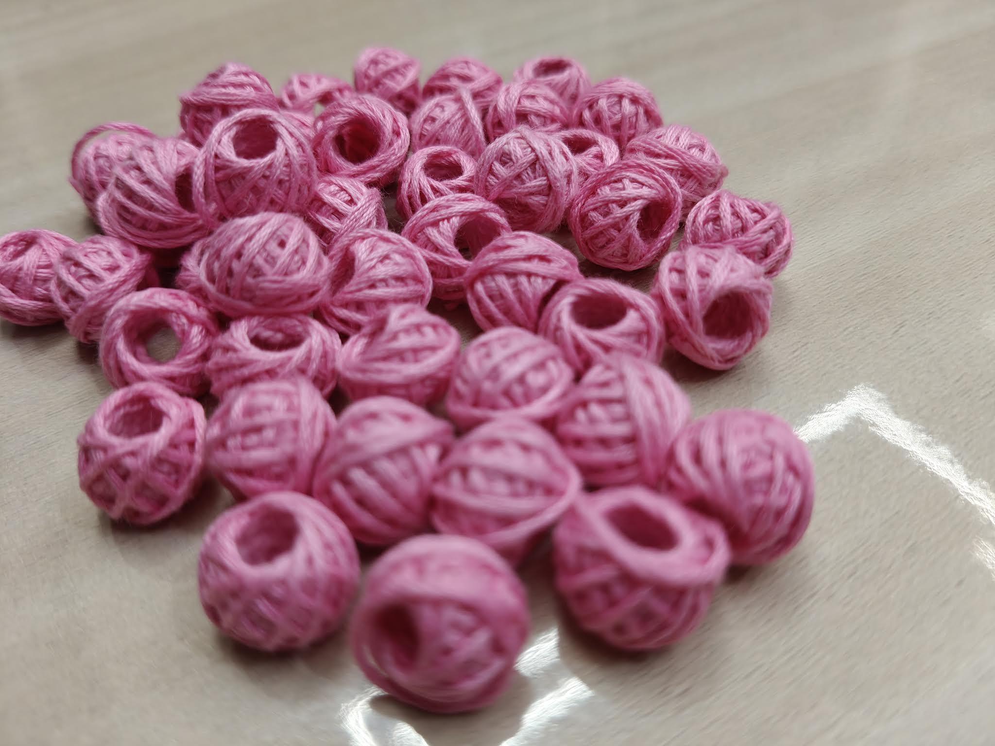 Cotton Thread Beads – Light Pink