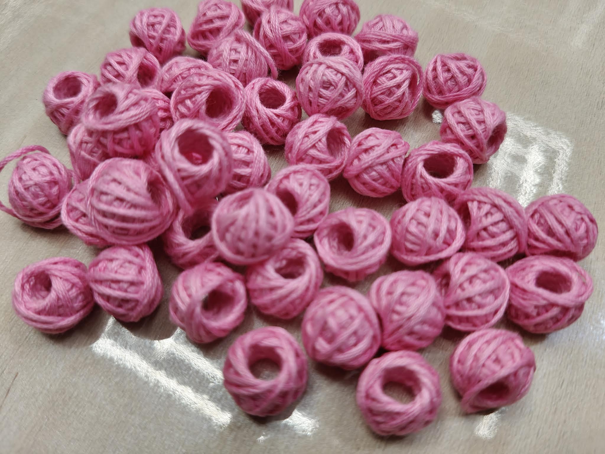 Cotton Thread Beads – Light Pink