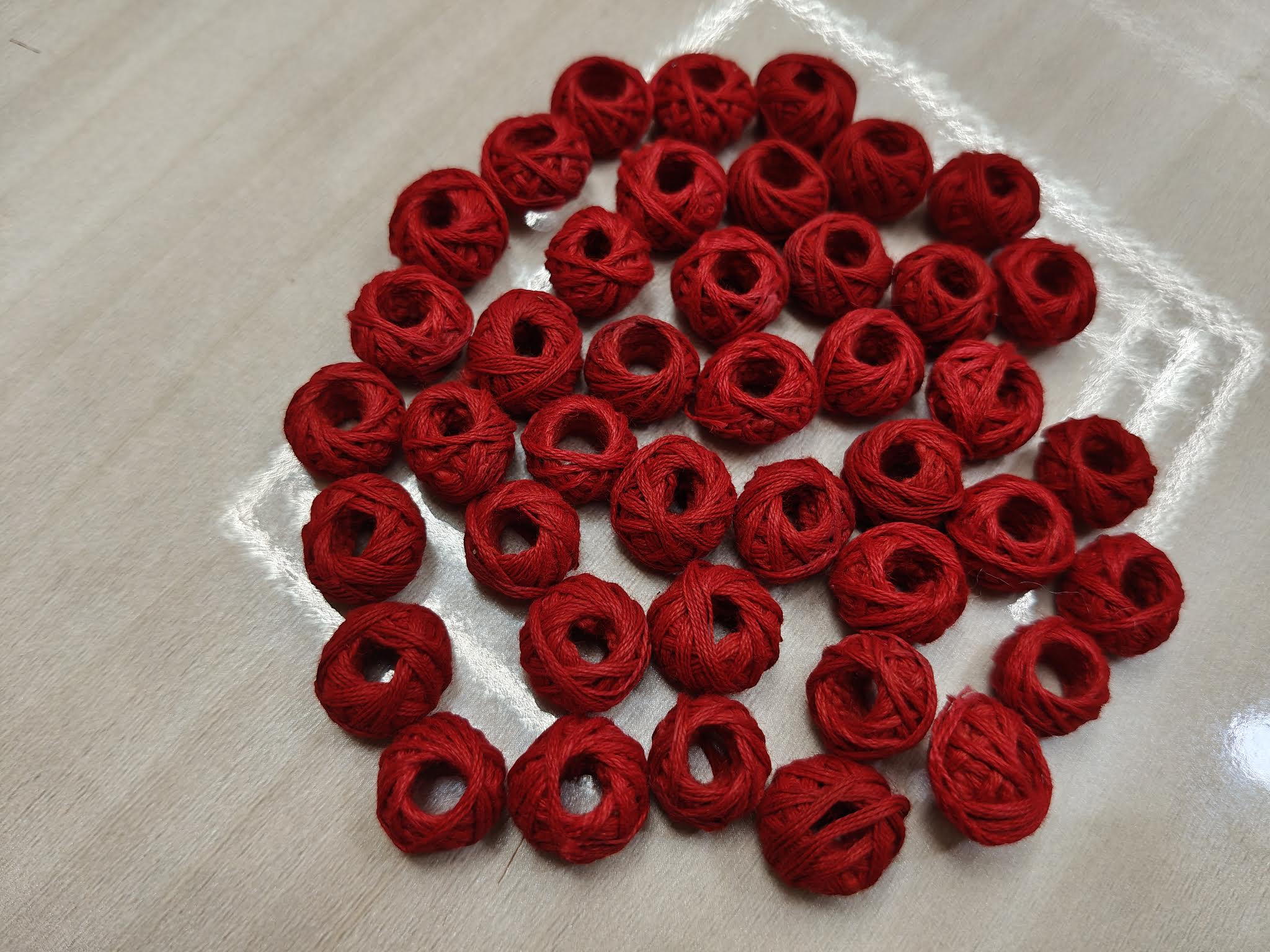 Cotton Thread Beads – Red