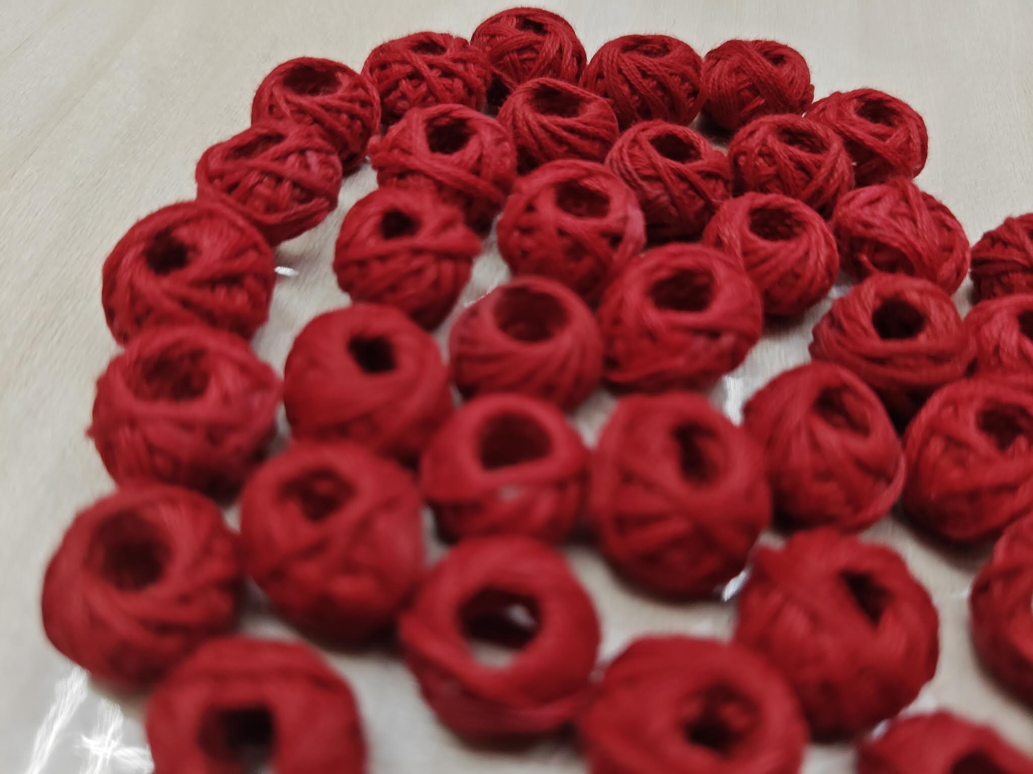 Cotton Thread Beads – Red