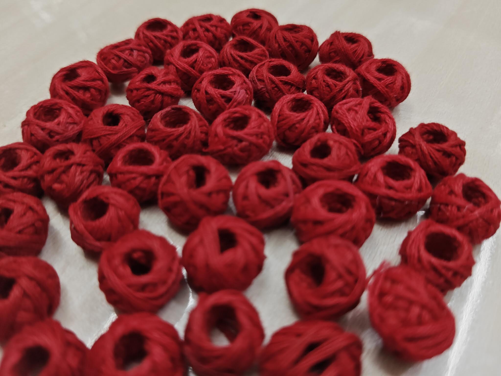 Cotton Thread Beads – Red