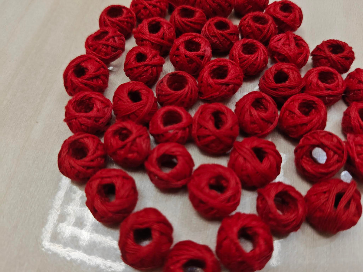 Cotton Thread Beads – Red