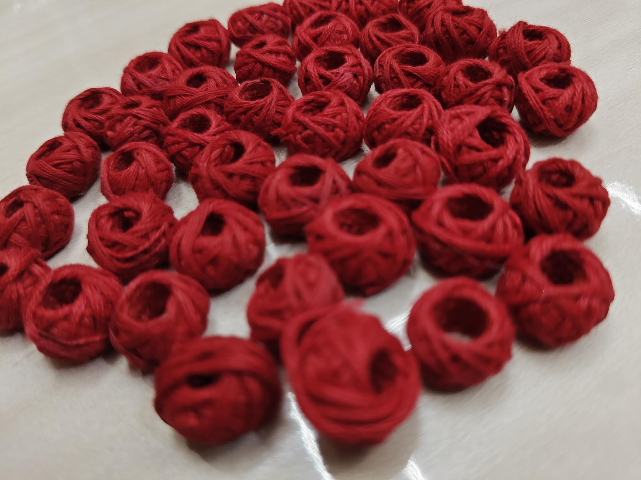 Cotton Thread Beads – Red
