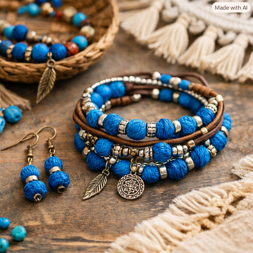 Cotton Thread Beads – Sea Blue