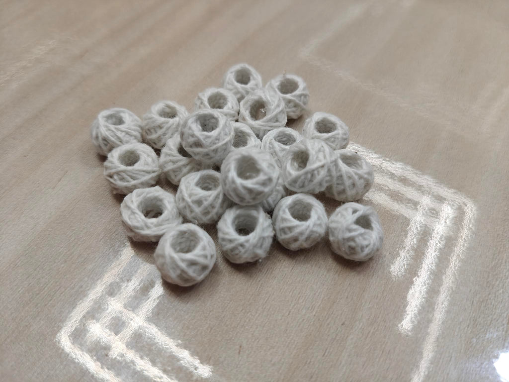 Cotton Thread Beads – White