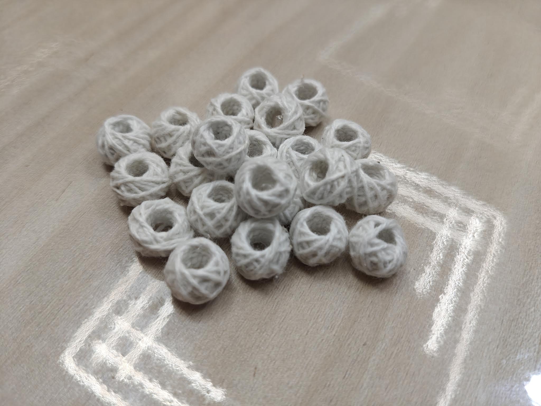 Cotton Thread Beads – White