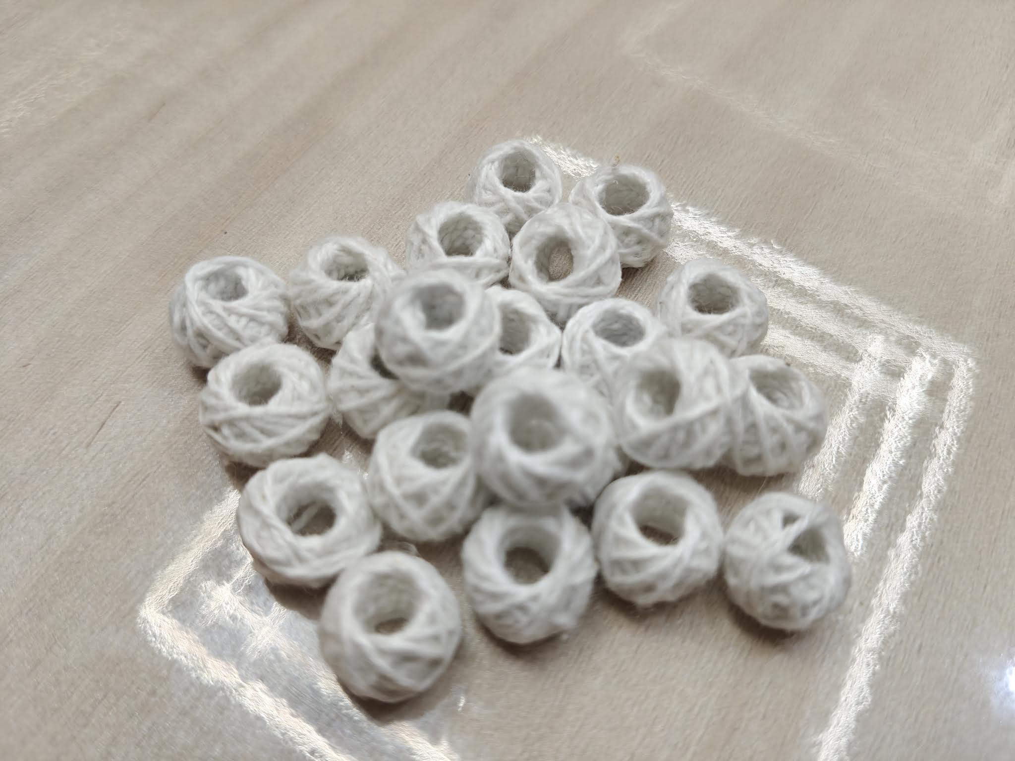 Cotton Thread Beads – White