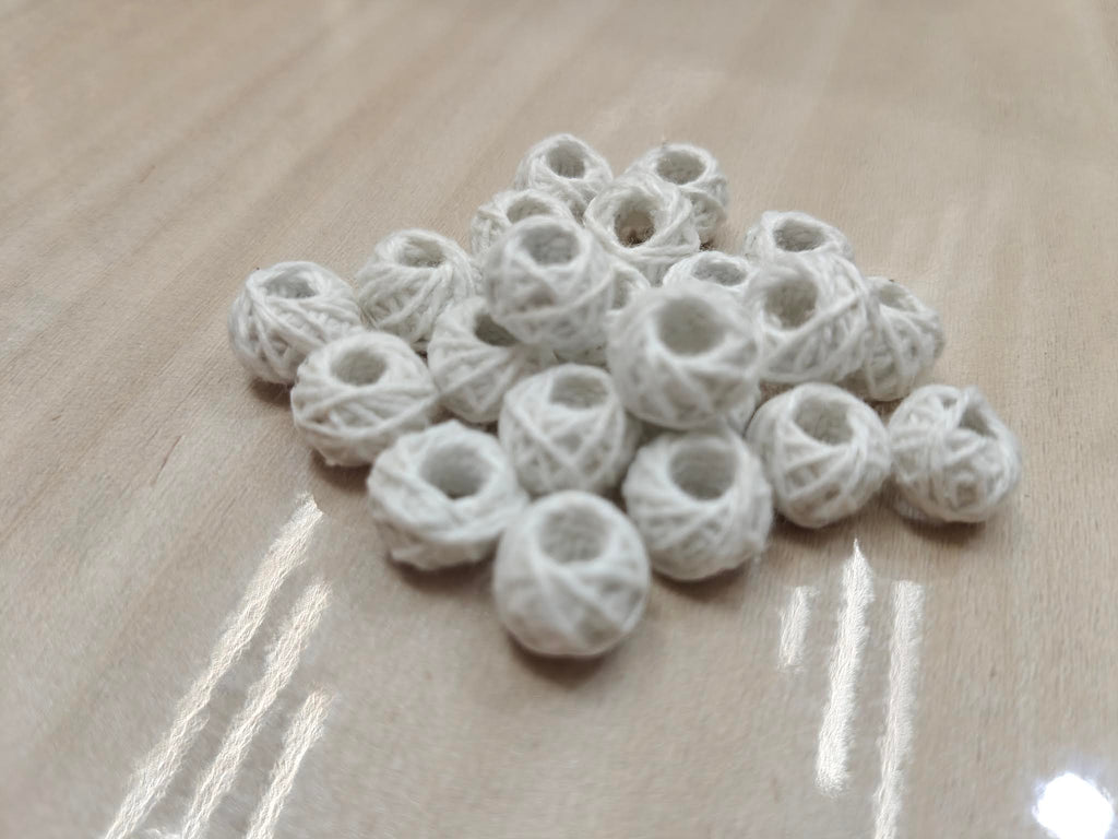 Cotton Thread Beads – White