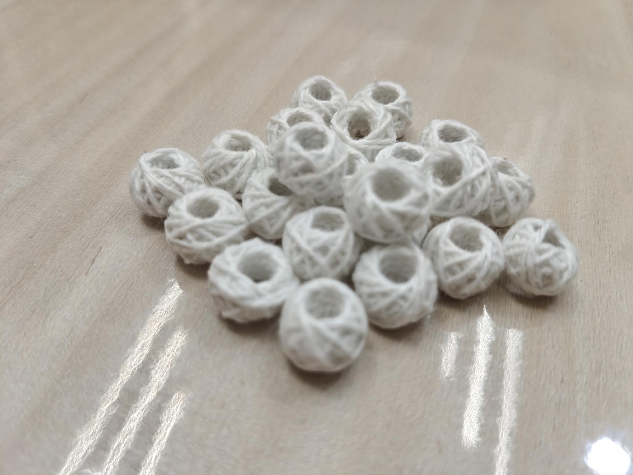 Cotton Thread Beads – White