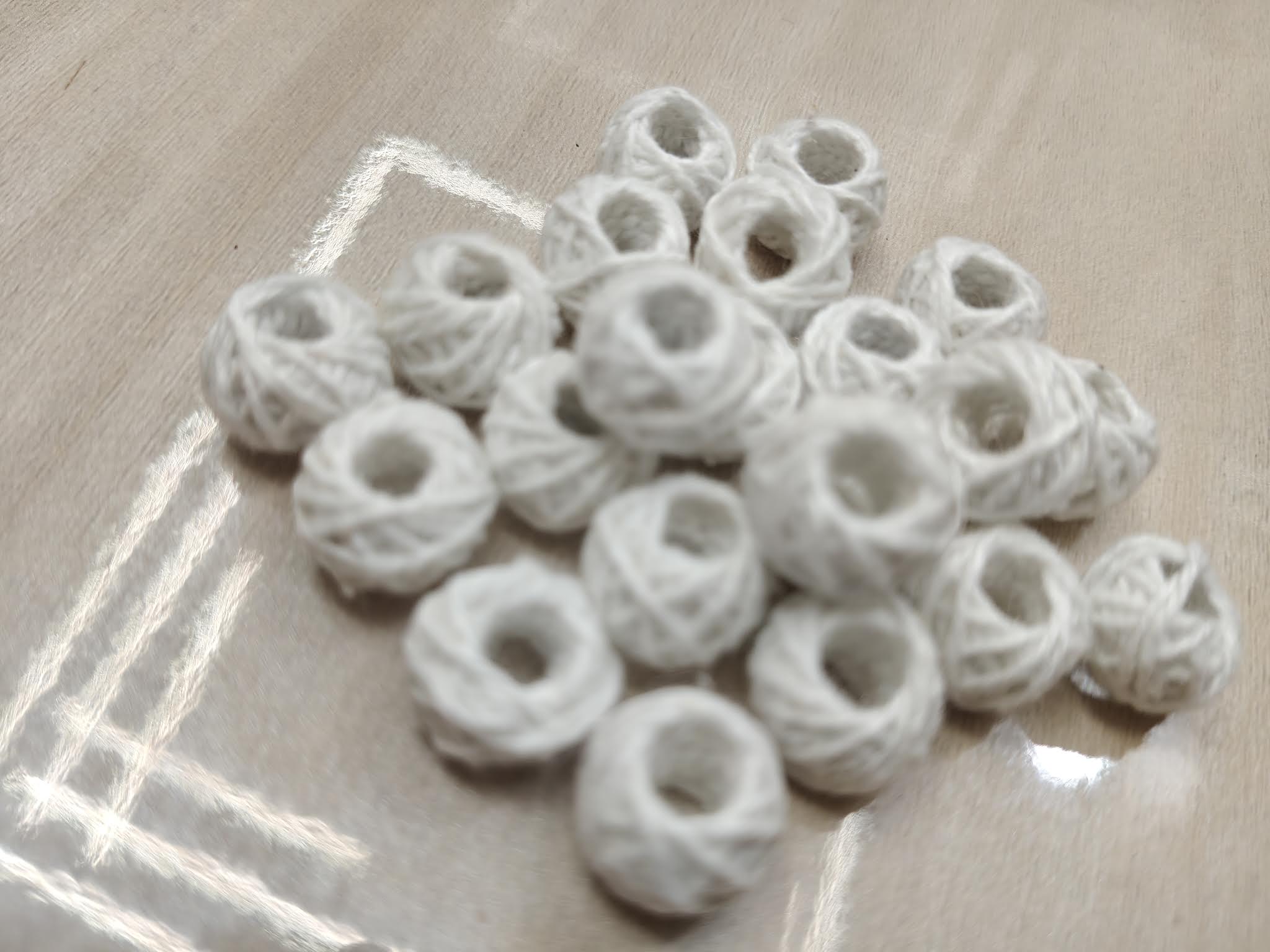 Cotton Thread Beads – White