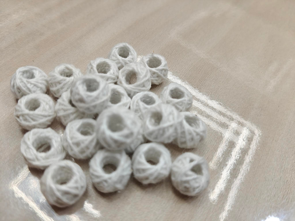 Cotton Thread Beads – White