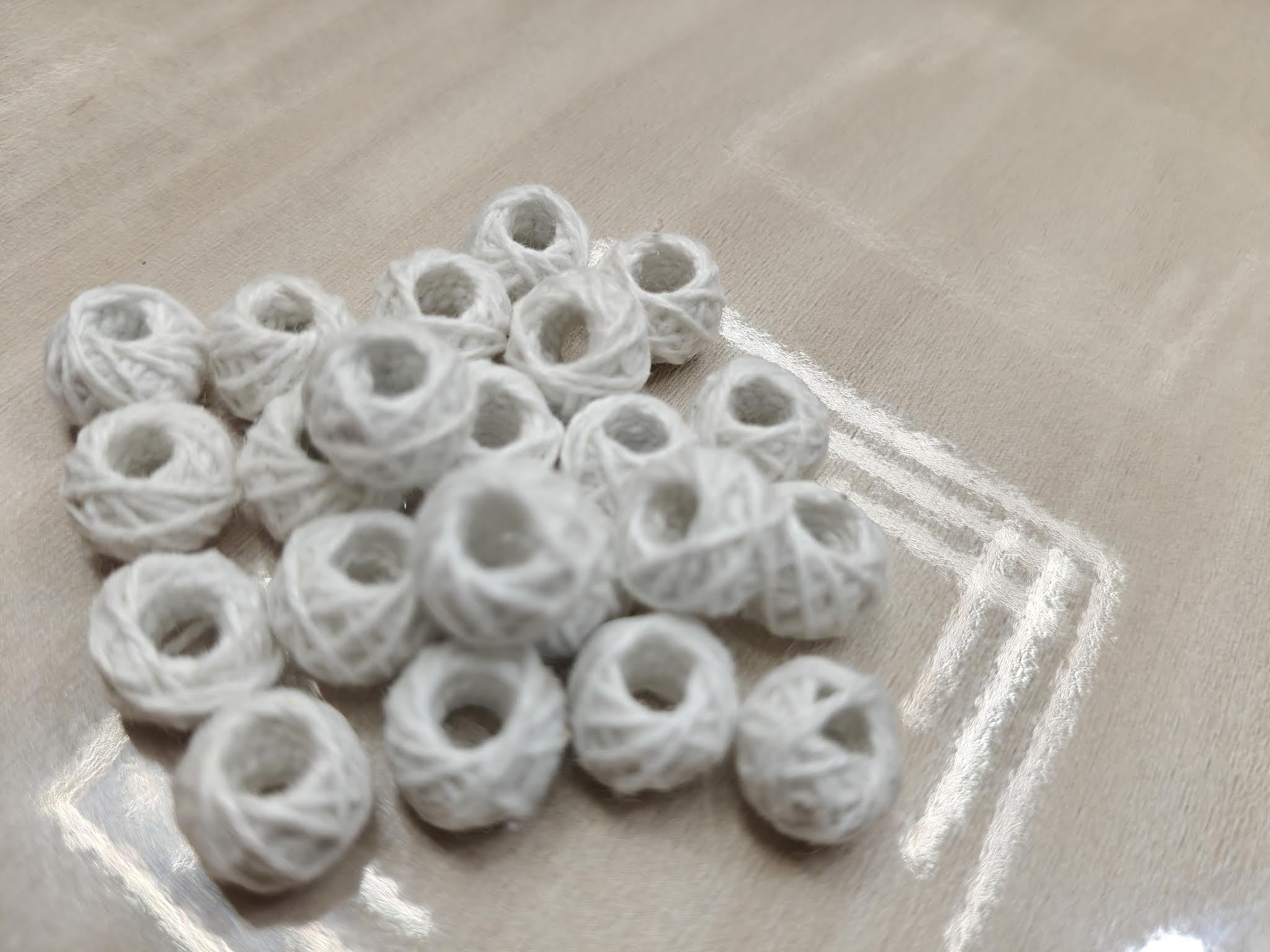 Cotton Thread Beads – White