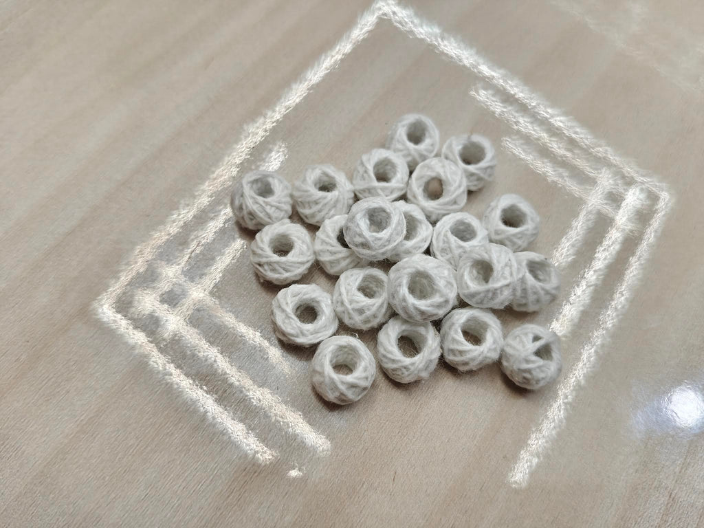 Cotton Thread Beads – White