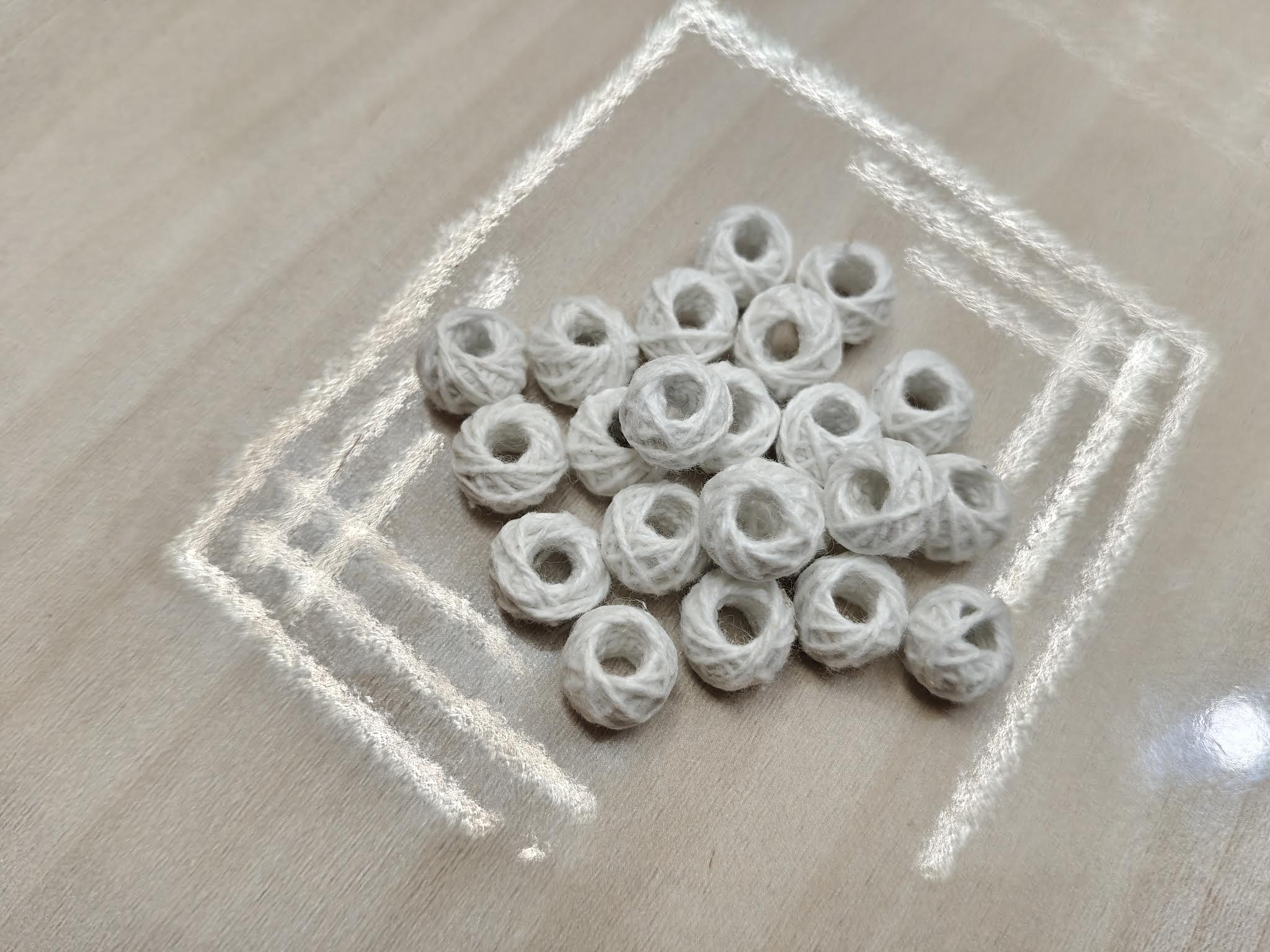 Cotton Thread Beads – White