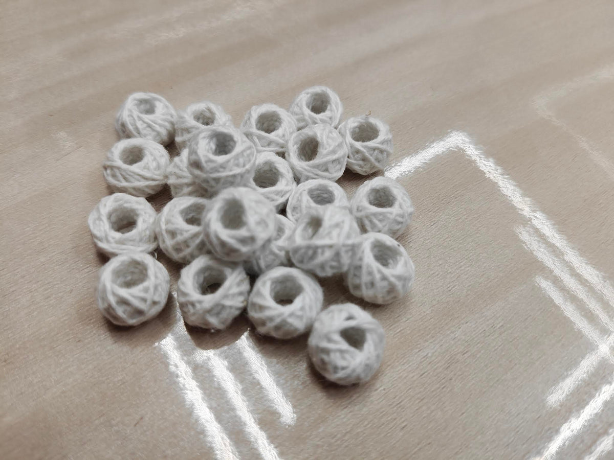 Cotton Thread Beads – White
