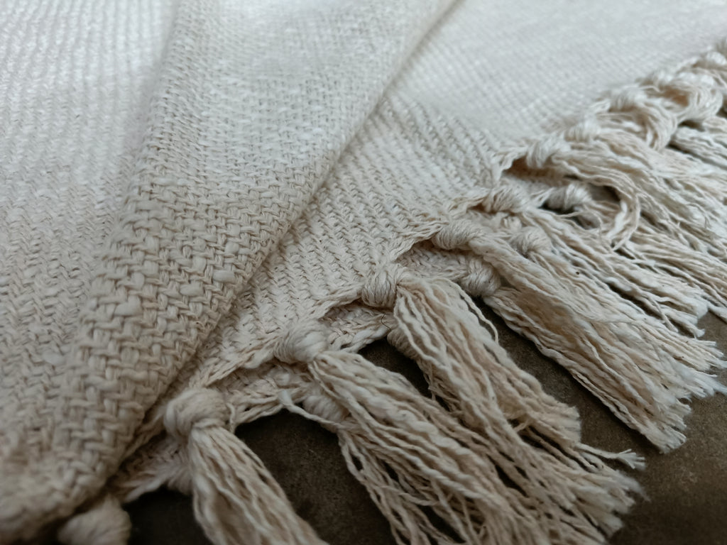 Handmade, Natural and Breathable Throws for your home furnishings HandLoom Woven Cotton Cotton Throws | HandWeave Cotton Throws | Furnishing Throws | Sofa Throws | Table Throws - 60"x55" - Pista  