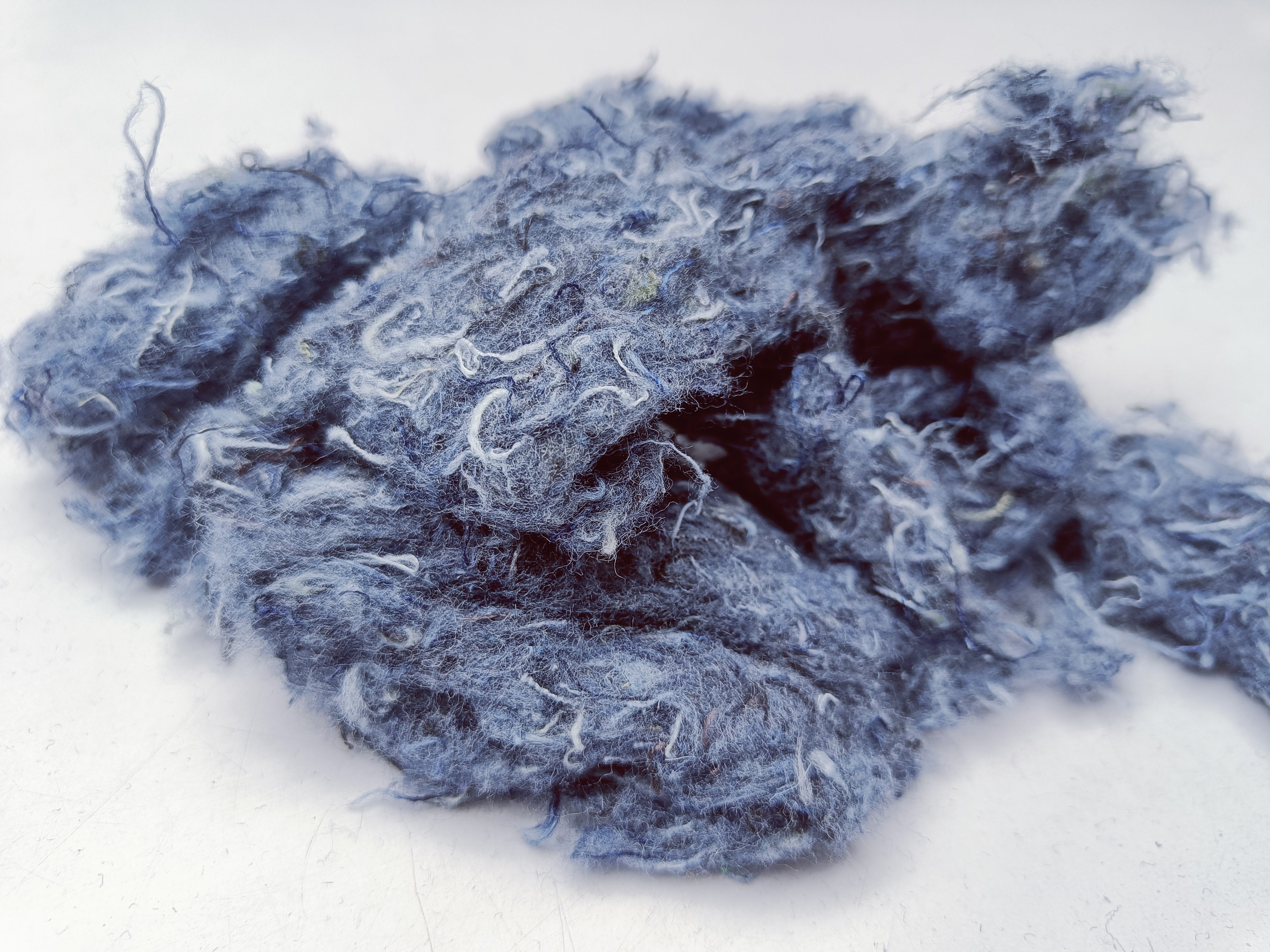 Denim Fiber, Cotton Shoddy, Reclaimed Blue Cotton Fiber, Denim Jeans fiber,