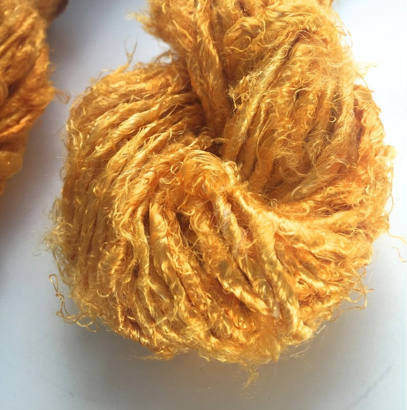 Golden Yellow banana fiber yarn 3 - hand-spun yarn for knitting and crochet
